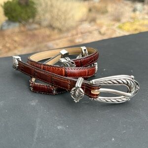 VTG BRIGHTON Women's Belt
L/34 Brown Faux Crocodile/ Silver Alternating Links